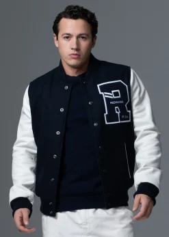 Blouson en cuir marine / blanc FORD HATCH