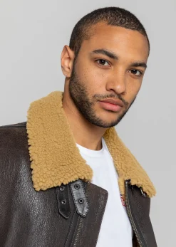 Blouson en cuir marron / gingembre REAGAN QUEENSTOWN