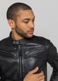 Blouson En Cuir noir / vernis noir DRAKE HOLSTER