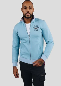 Sweatshirt zippé en molleton bleu ciel ACTIVE FRENCH