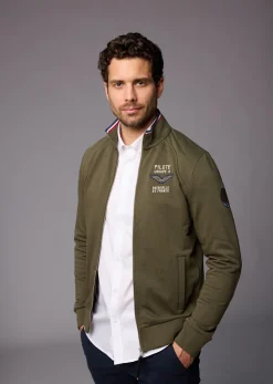 Sweatshirt zippé en molleton kaki ACTIVE FRENCH