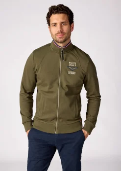 Sweatshirt zippé en molleton kaki ACTIVE FRENCH