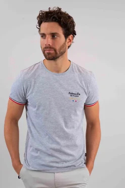 T-shirt manches courtes gris chiné WINGS SLUB