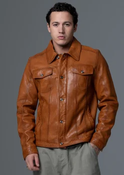 Veste en cuir marron MASTER MUSTANG